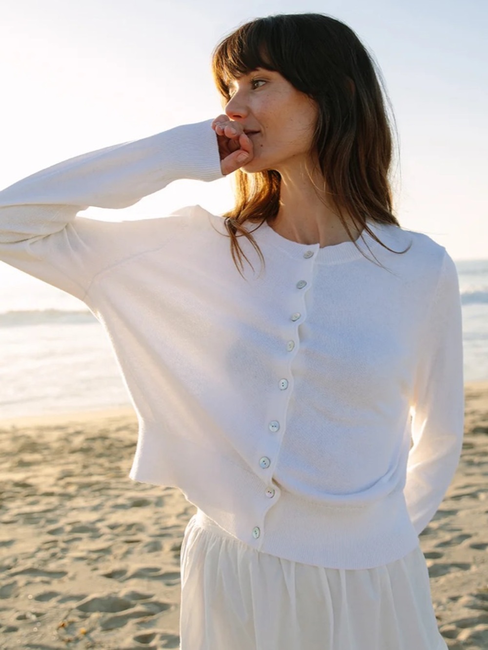 Kilte Collection Cotton/Cashmere Carrie Cardigan (White)